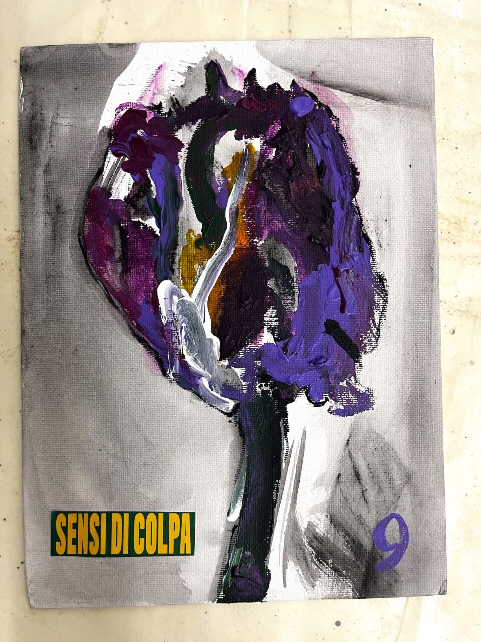 Sensi di colpa, 20x30 cm, Acrilico su tela, 2026